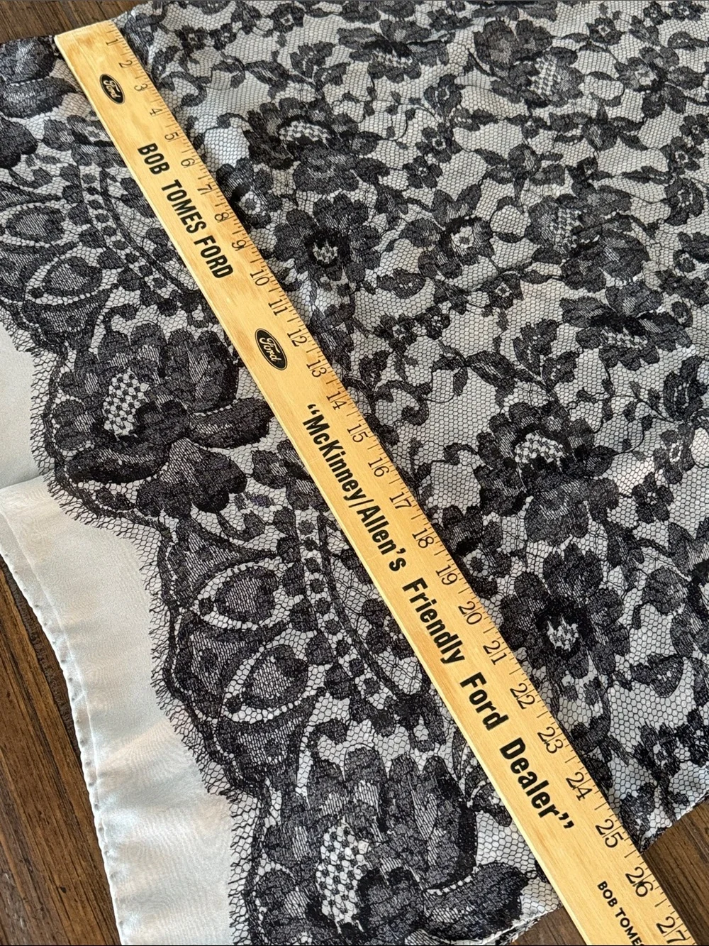 NWT Boutique Moschino Luxury Silk Scarf Black Gray Romantic Floral Lace Motif